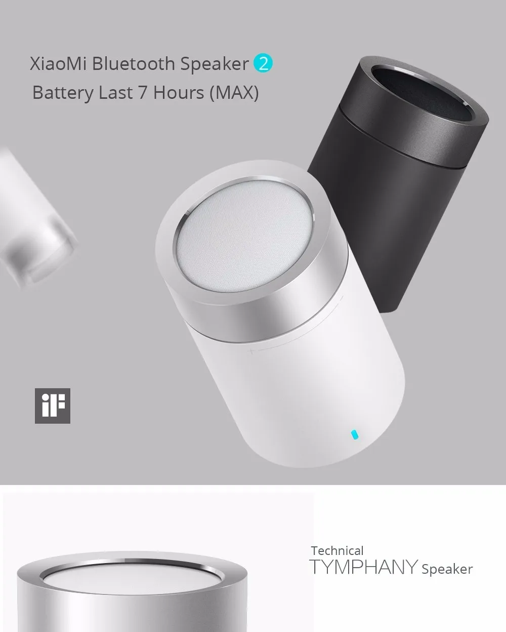 Xiaomi Мини-динамик 2 Портативный беспроводной Bluetooth V4.1 Hands Free цилиндрическая форма встроенный литиевый аккумулятор динамик s
