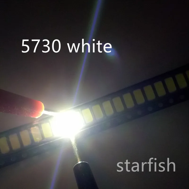 100 шт. светодиодный 5630/5730-CW белый светильник 0 5 W-150Ma 50-55lm 6500K SMD 5730 5630 (3 2 ~ 3 4 V) | Лампы и
