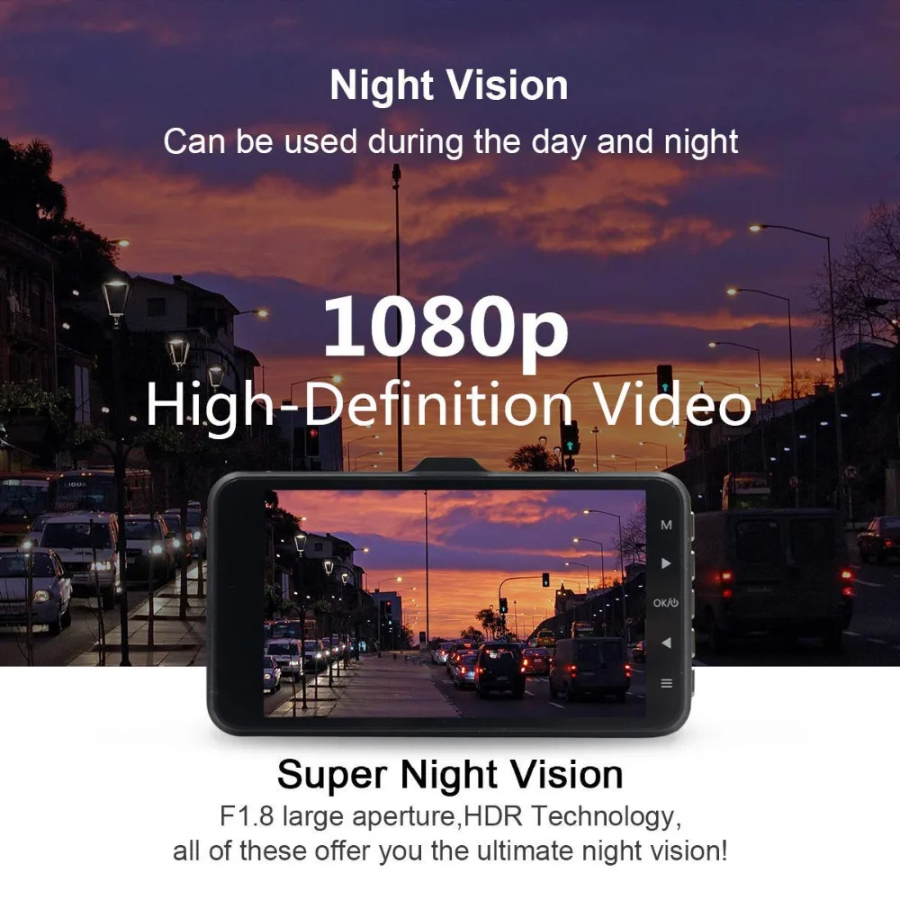Bajotien Dash Cam 1080 P Full HD Видеорегистраторы для автомобилей приборной панели Камера