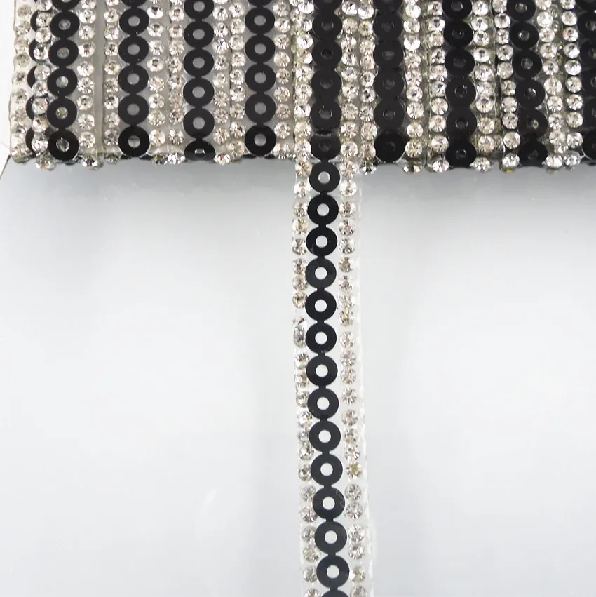 3 ряда горячей фиксации Прозрачная Круглая Стеклянная граненая лента из стразов