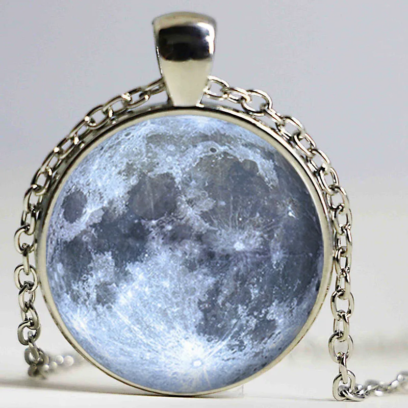Модное ожерелье серебряного цвета с подвеской логотипом Full Moon художественная