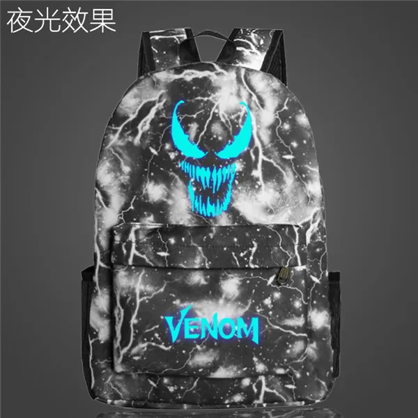 Style 9 Светящийся рюкзак Venom Marvel Hero, школьная сумка, Студенческая Детская сумка для мальчиков и девочек, рюкзак для ноутбука, повседневный рюкзак, светится в темноте - Цвет: Style 9