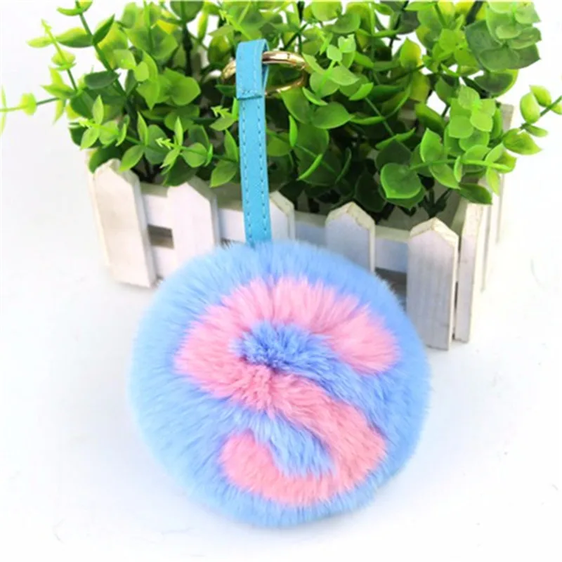 2017 Новая мода Шарм брелок для ключей помпон сумки ручной работы с буквами кролик