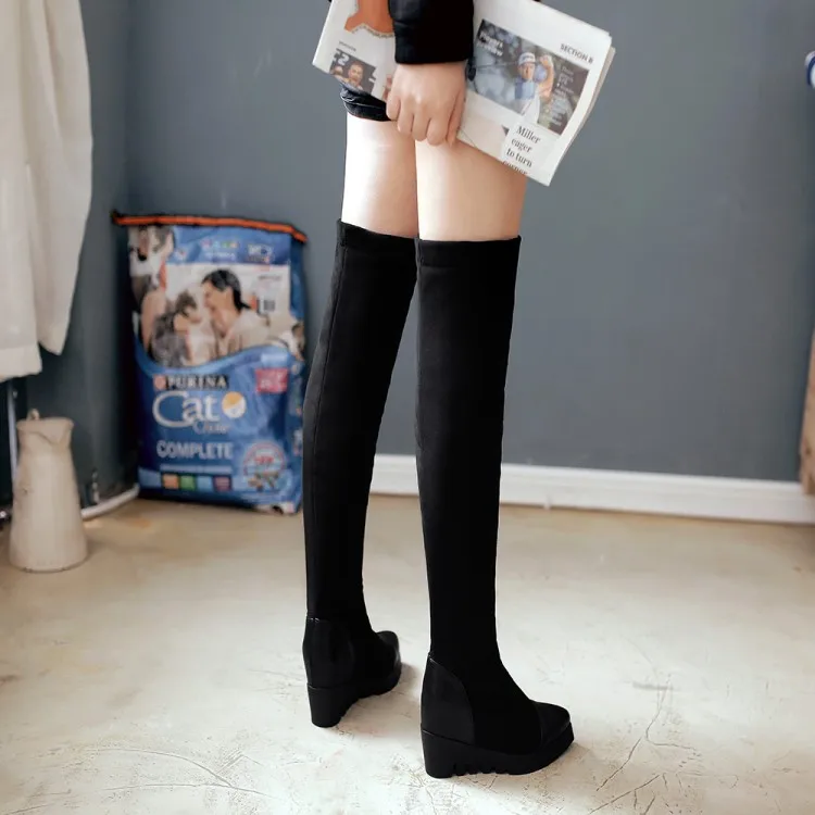 Г. Botas Mujer, большой размер 34-43, фирменный дизайн, разноцветные ботфорты выше колена осенне-зимние X60-6 на толстой платформе