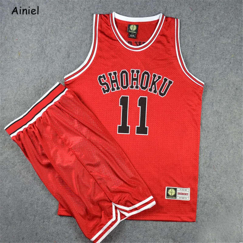 Dunk Shohoku школьный баскетбол команда Косплей Костюм мужской № 11 ханамичи сакураги Каэдэ рукава футболки Player для мальчиков-школьников