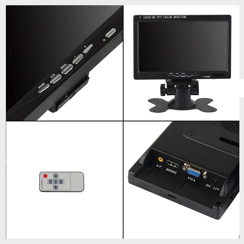 7 дюймовый ЖК экран Raspberry PI 3 дисплей автомобильный монитор HDMI + VGA AV 1024*600 HD