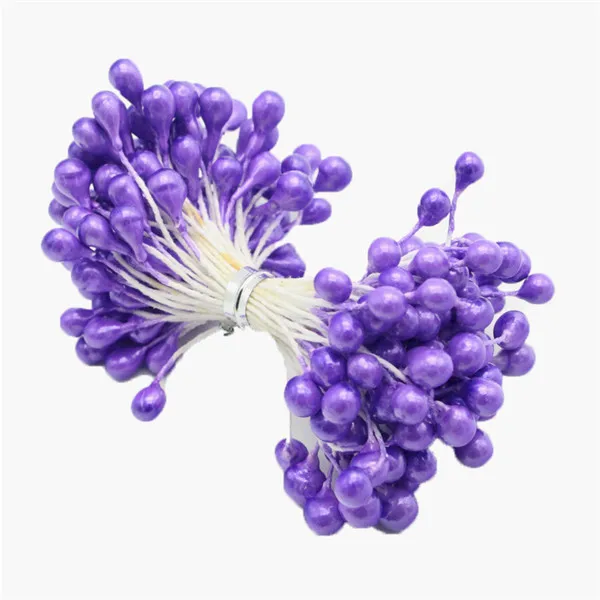 Color 6 Deep Purple 70 шт., 5 мм, разные цвета, Двойные наконечники, жемчужный цветок, тычинки для украшения торта и рукоделия, C1302 - Цвет: Color 6 Deep Purple