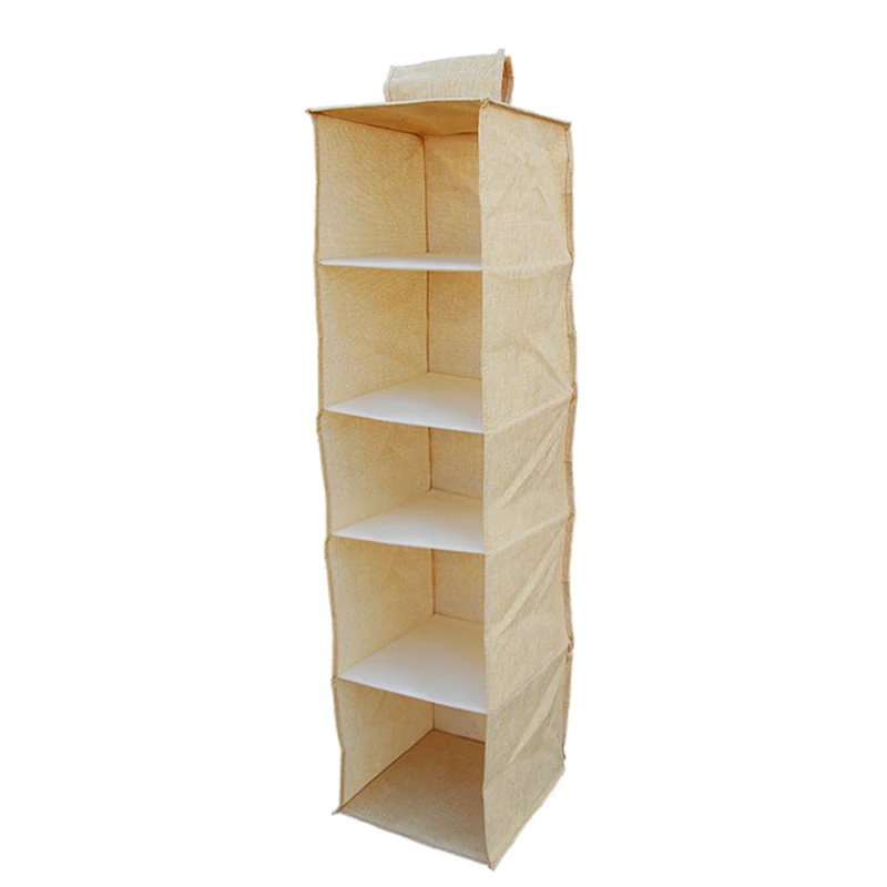 Beige L 5/4/3 секции Органайзер висящие полки шкафа обувь, одежда шкаф для хранения одежды корзина для белья коробка для хранения косметики - Цвет: Beige L