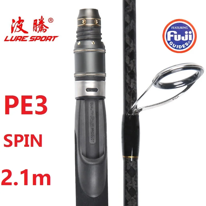 PE3 SPIN LURESPORT медленное отжимное удилище 2,1 м X поперечные Углеродные направляющие FUJI Катушка для спиннинга 60-260 г PE2-4 1,5 секционная лодочная удочка - Цвет: PE3 SPIN
