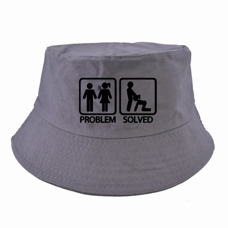 Проблема решена ведро шляпа harajuku поп Рыбак кепки Летняя мода Snapback шляпы - Цвет: Темно-серый