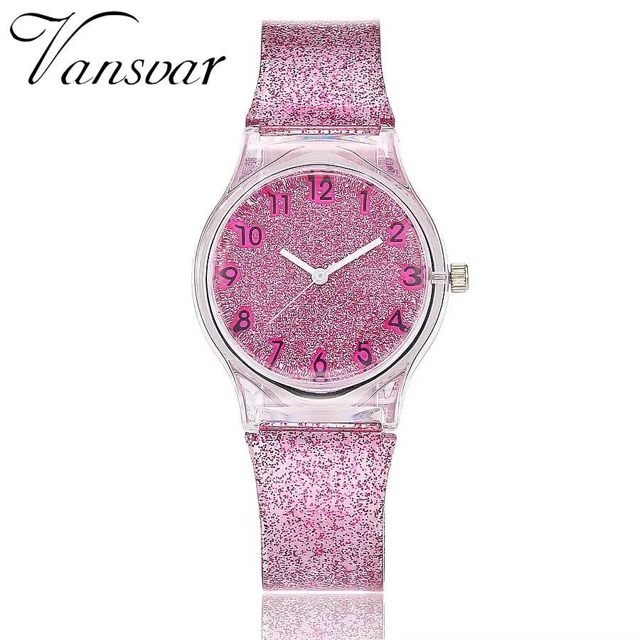 

Vansvar Fashion Arabic numerals Dial Plastic Band Quartz Wrist Watch Women's Watches Analog New Montre femme Famele Saat XB40