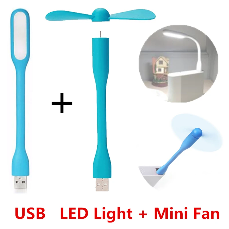 Портативный мини вентилятор Xiaomi креативный гибкий USB и Светодиодная лампа с