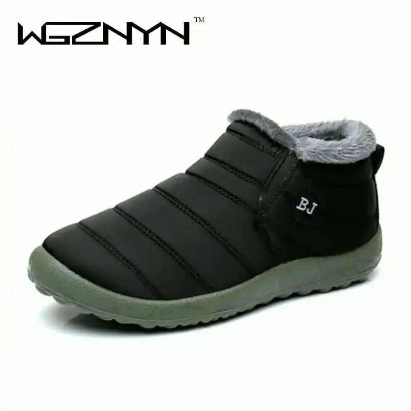 WGZNYN/Новинка 2017 года Мужская зимняя обувь однотонные зимние ботинки с хлопковой