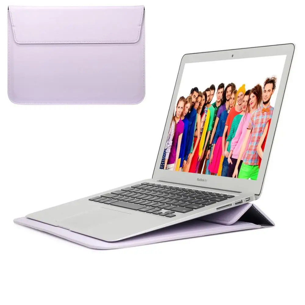 Кожаный чехол-конверт для Macbook Air 13 Pro retina 11 12 13 15-чехол для ноутбука Macbook 13,3 дюймов-YCJOYZW - Цвет: Purple-xin feng dai