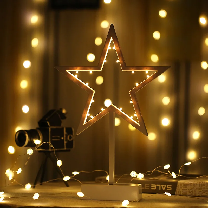 Plastic Stars Светодиодный настольный лампа, ночник, ламповое праздничное освещение для дома, клуба, уличного помещения, Настенный декор, подарки на день Святого Валентина, свадебные украшения - Цвет абажура: Plastic Stars