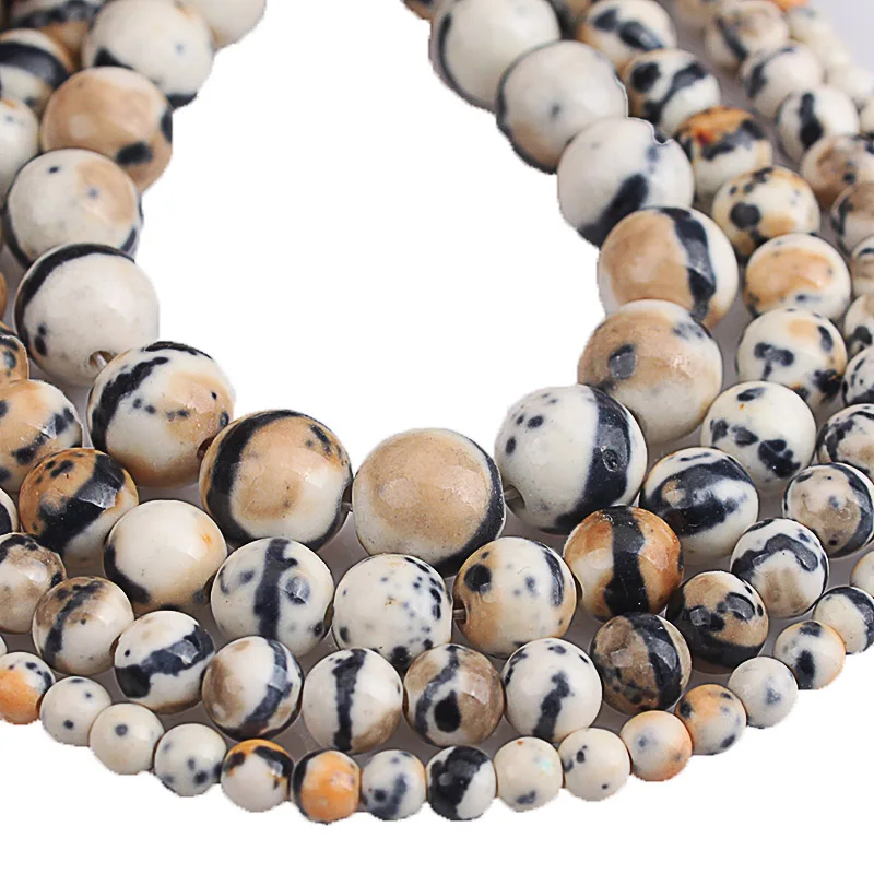 Natural Ceramics Clay Beads Black White Stone Round Loose Jewelry Bracelet Necklace Making 4 6 8 10 MM Free Shipping | Украшения и