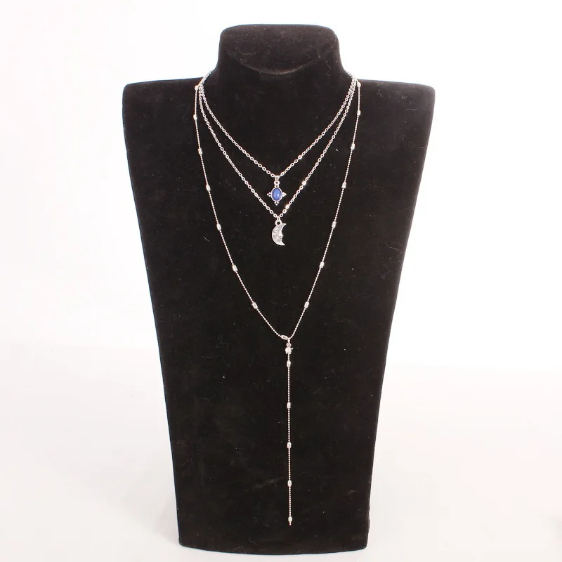 M MISM Новое поступление 3 слоя цепочки и ожерелья для женщин луна бусины Подвески