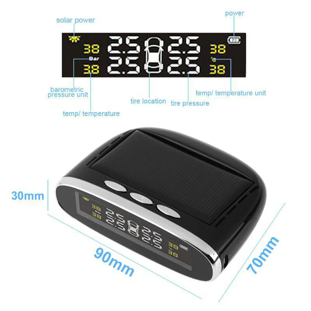 Автомобильный датчик для шин Солнечный беспроводной TPMS автомобильная система контроля давления внешний пневматический датчик давления