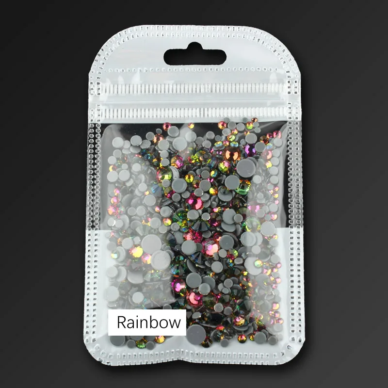 Rainbow Высокое качество, исправление хрусталя и искусственного алмаза, прозрачный SS6-SS30, разные размеры, кристаллы и камни, 1000 шт./лот, для одежды, сделай сам - Цвет: Rainbow