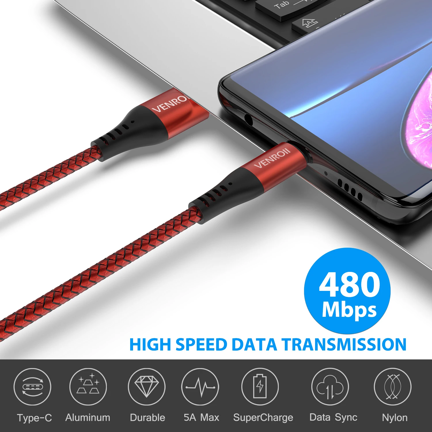 Venroii кабель usb type C 5A SuperCharge для huawei P30 Pro mate 30 USB C кабель для Honor 10 20 USBC зарядное устройство Быстрая зарядка 3,0 4,0
