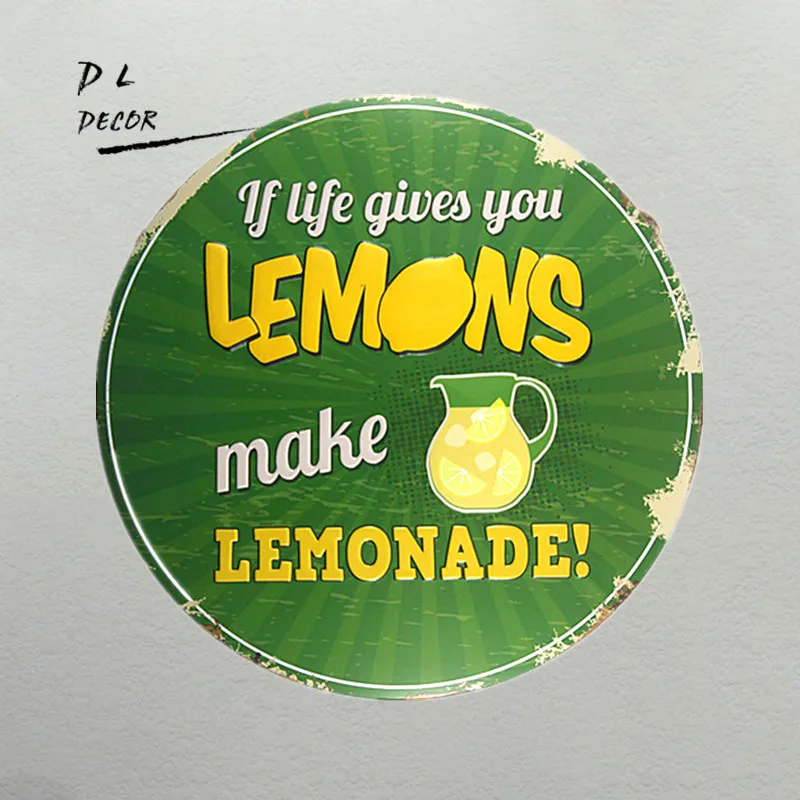 DL- shabby chic Make LEMONADE круглый знак роспись ретро подарок металл ремесло отель кафе