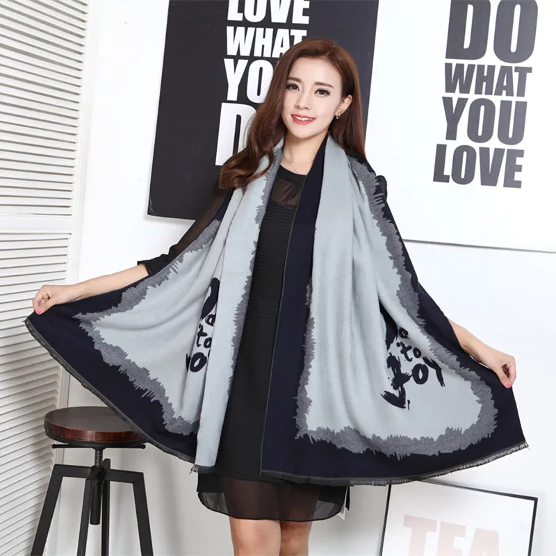 2016 Мода Зима Дамы Шарф из Кашемира Шаль Буквальное Удлиняется Двойного Номера с