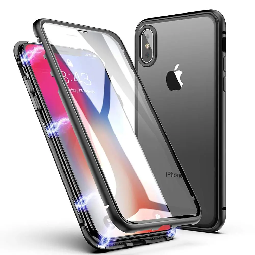 360 градусов Полный Магнитный чехол для iPhone X XS Max XR 8 7 6 Plus Крышка передняя задняя стекло чехол для iPhone 8X6 S плюс Магнит Чехол