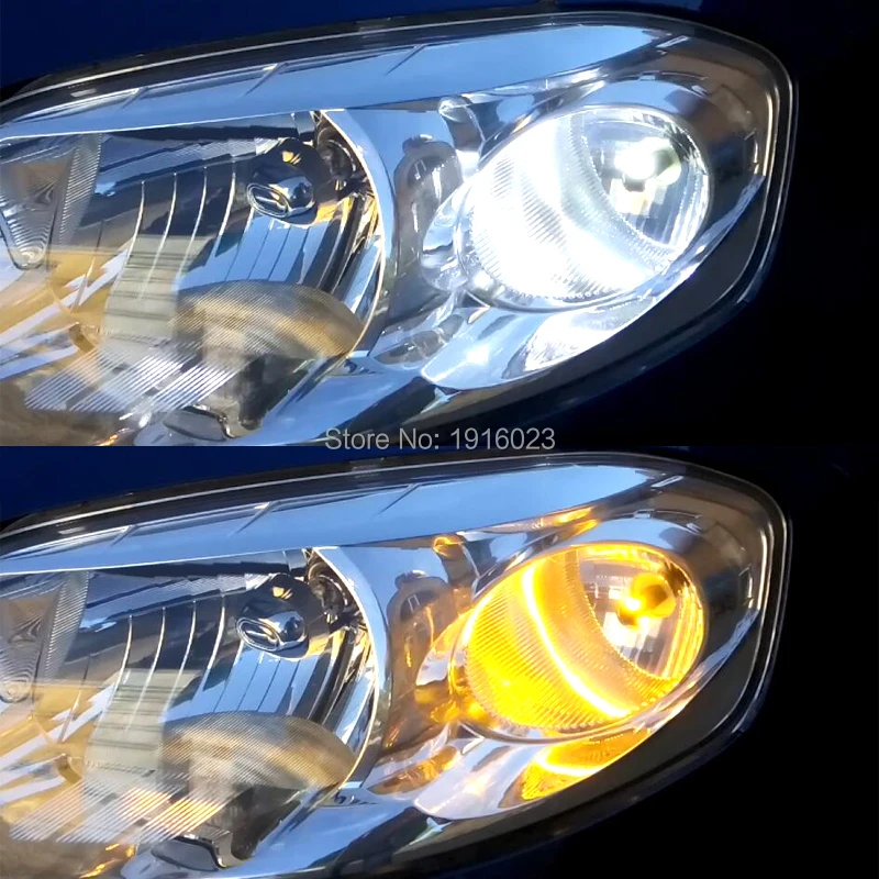 Zauleon 2 шт. T20 7440 WY21W W21W белый/желтый двойной цвет для передней DRL/указатель поворота светильник без ошибок нет гипер мигающая лампа