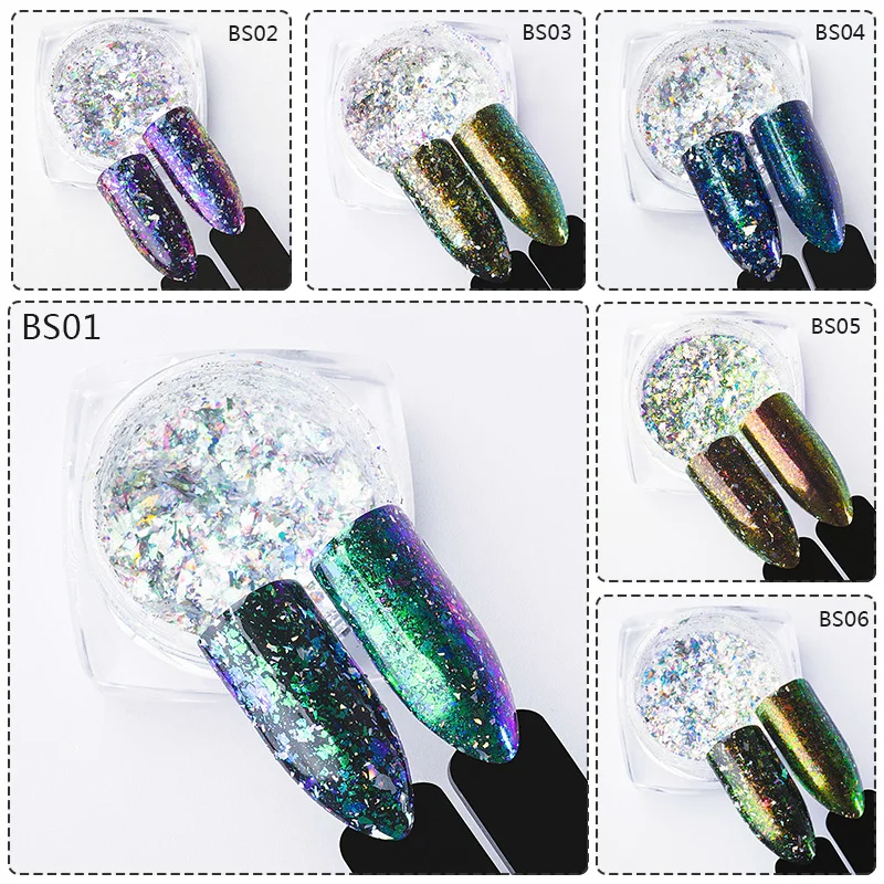 1 шт. Holo Aurora Charm Хамелеон декорация для ногтей градиент блестящий порошок