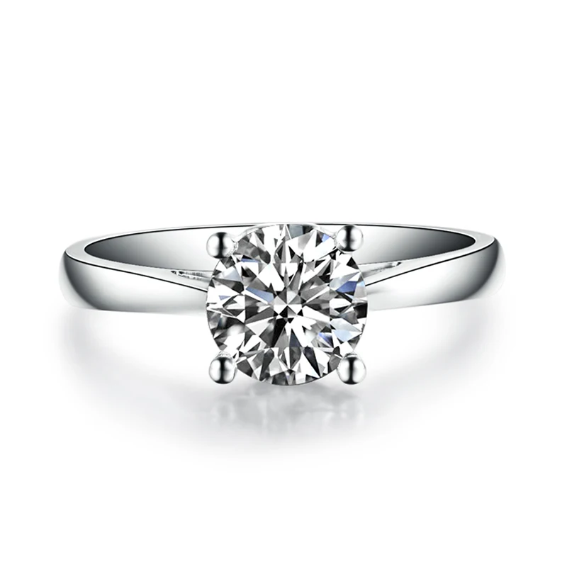 Женское кольцо из 18 каратного белого золота с круглым бриллиантом 0 5 карата|ring