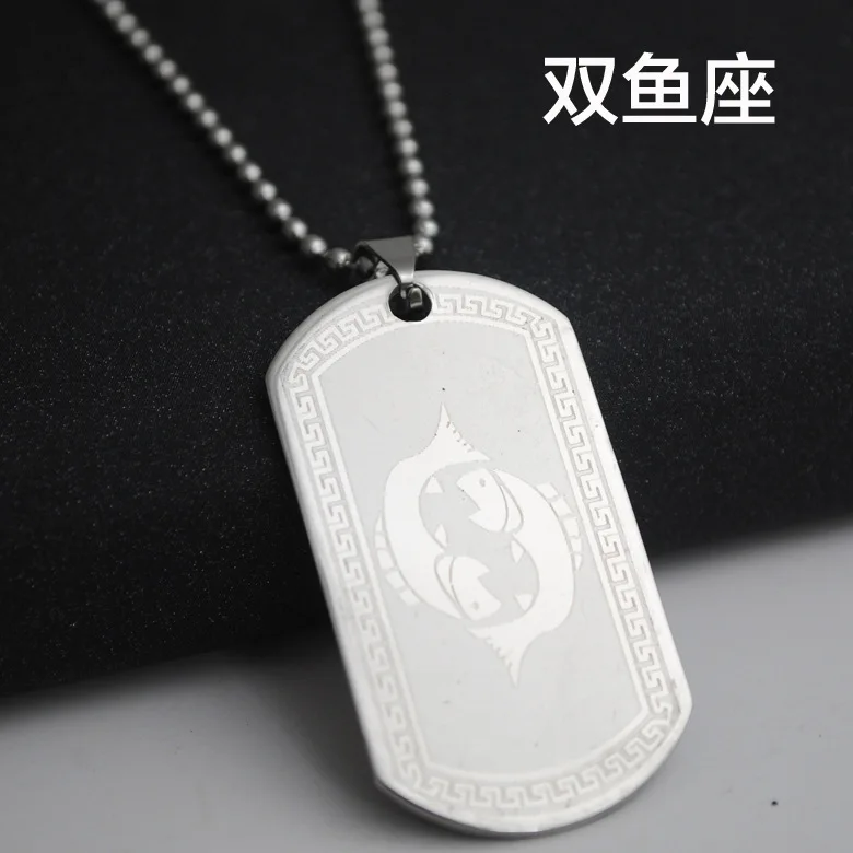 

stainless steel 12 twelve constellation logo necklace 12 Zodiac sign symbol amulet Korean lucky 12 constellation symbol necklace