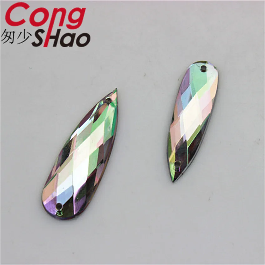 Прозрачные AB акриловые хрустальные камни Cong Shao 100 шт. 8*28/10*30 мм с плоской спинкой