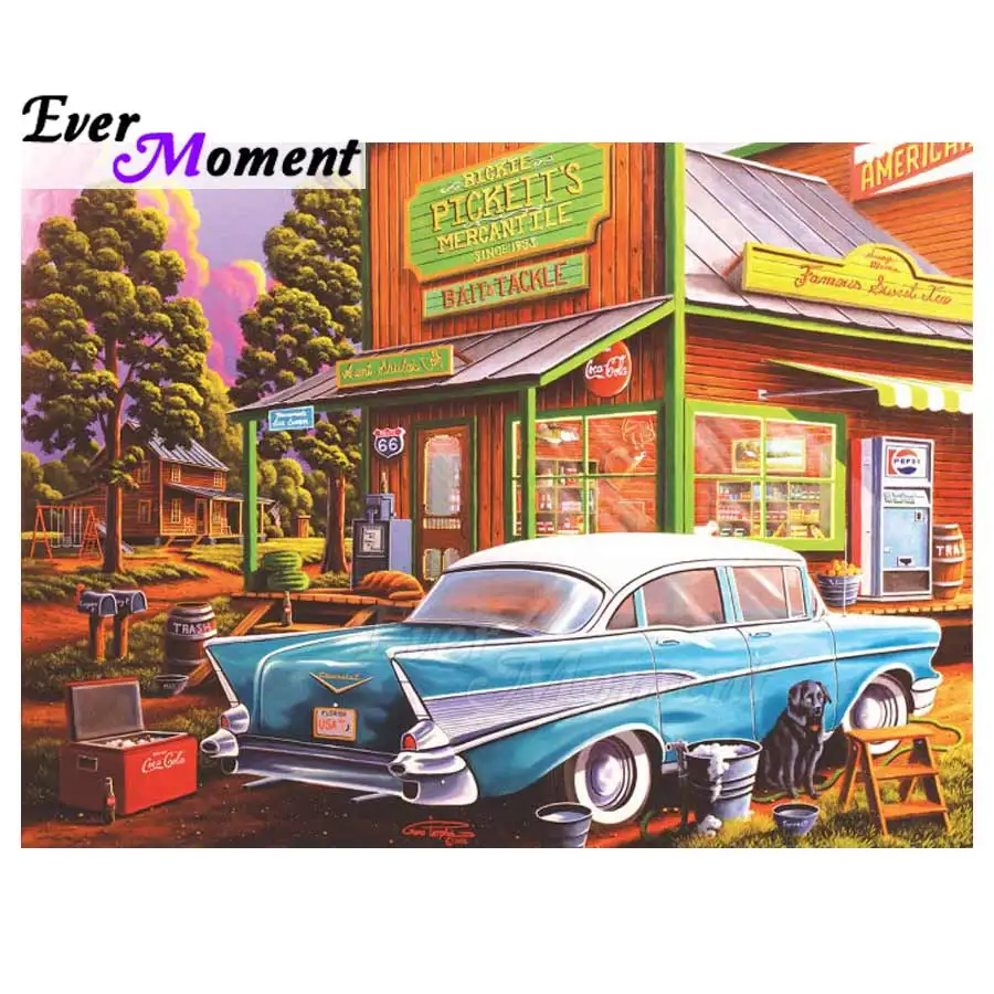 

Ever Moment Diamond Painting Car Street Picture Of Rhinestone Full Square Drill Mosaic Diamond Embroidery Cross Stitch 3F329