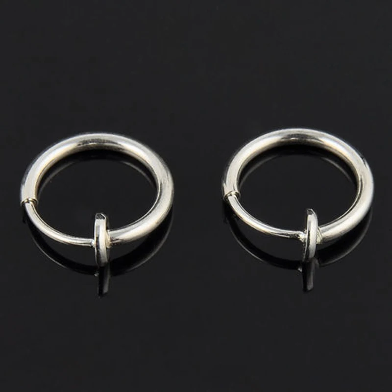 Silver Горячая Распродажа, 2 шт., невидимые серьги без отверстий для ушей, клипса, кольцо для носа, пупка, кольцо для унисекс, панк, аксессуары для ветра - Окраска металла: Silver