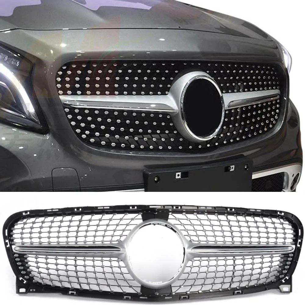 Для нового Mercedes GLA класса X156 подтяжки лица Алмазная решетка черный серебристый