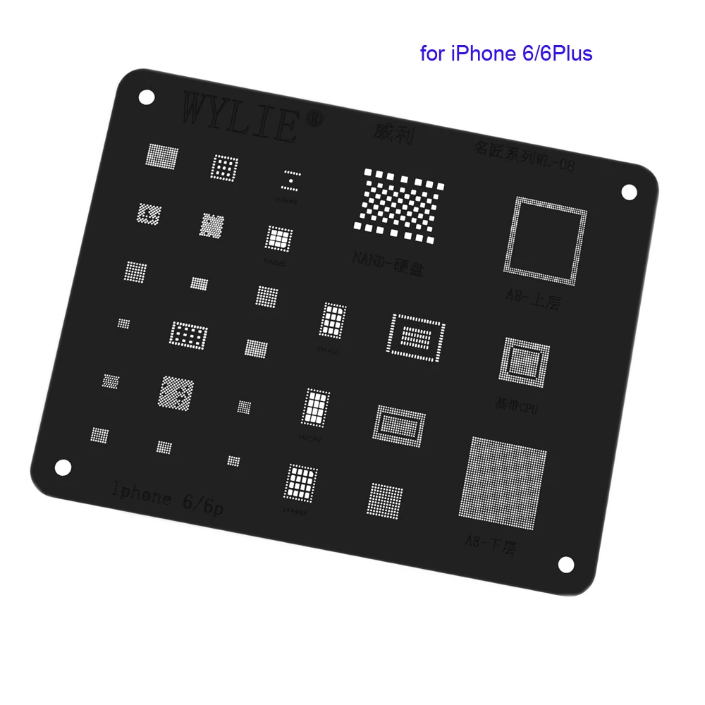 WYLIE черный трафарет Универсальный для iPhone 5 6 6S 7 8 X XS MAX XR IC жесткий диск ЖК экран