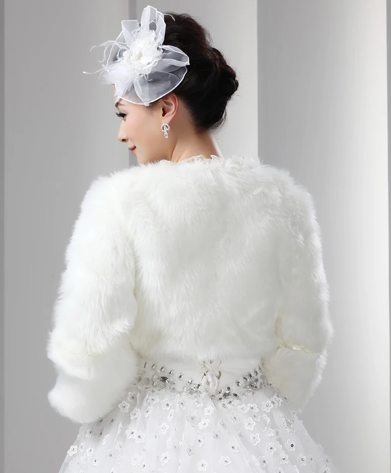 Искусственного Меха Болеро С Рукавами Кружева Украшенные Короткие Женщины