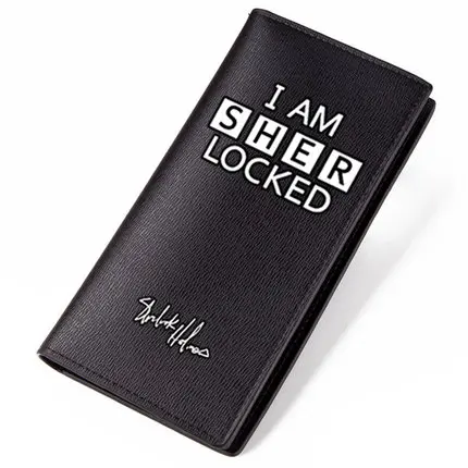 Высокое качество Шерлок Холмс I Am Sherlocked буквенный принт унисекс длинный мужской кошелек из искусственной кожи короткий светящийся Carteira - Цвет: long 1