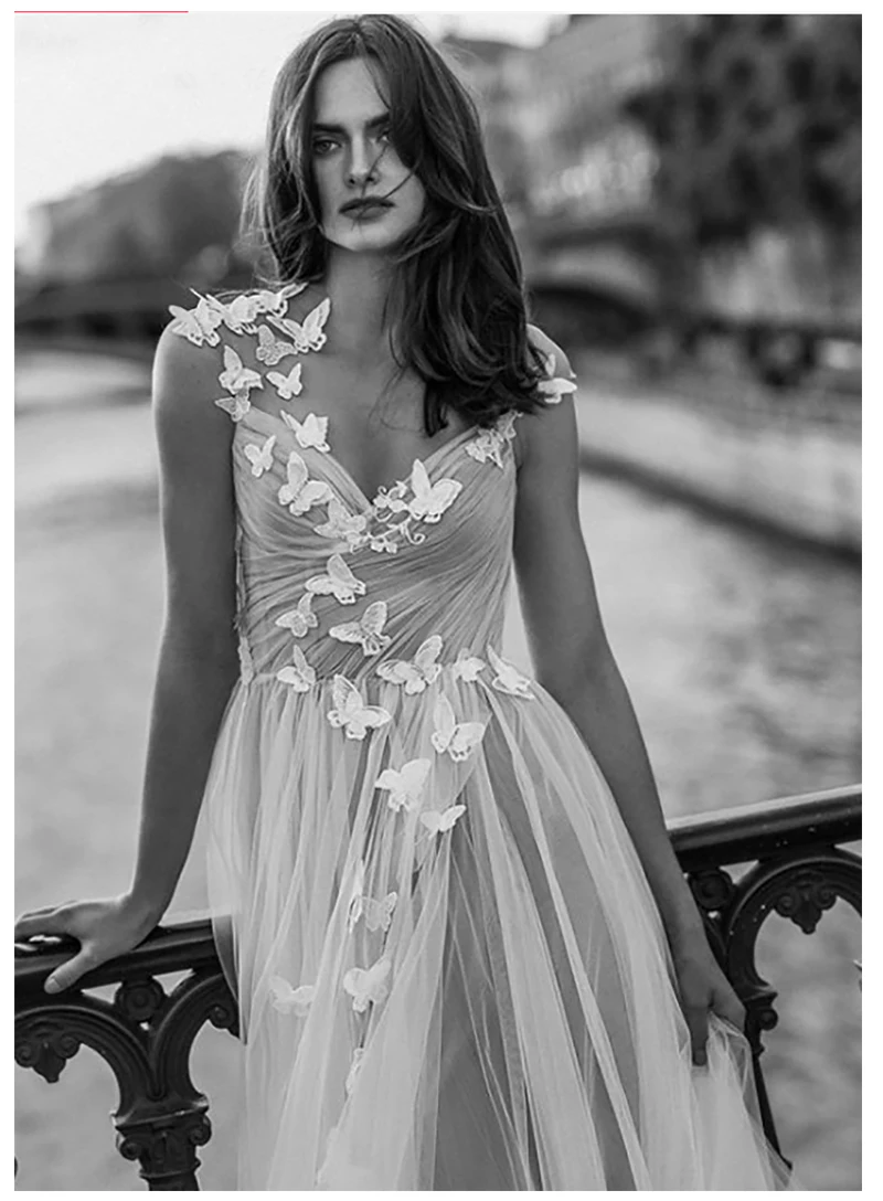 

LORIE Beach Wedding Dress 3D Flowers Vestidos de novia Vintage White Ivory Puff Tulle Bridal Dress floor Length Wedding Gowns