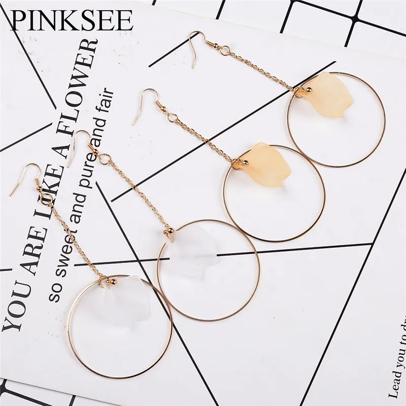 Милые золотистые Круглые Подвесные серьги PINKSEE ювелирные изделия для девочек