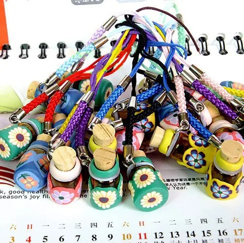 10 шт./лот цветной цветок Fimo глина духи кулон ароматизированный флакон свадебный