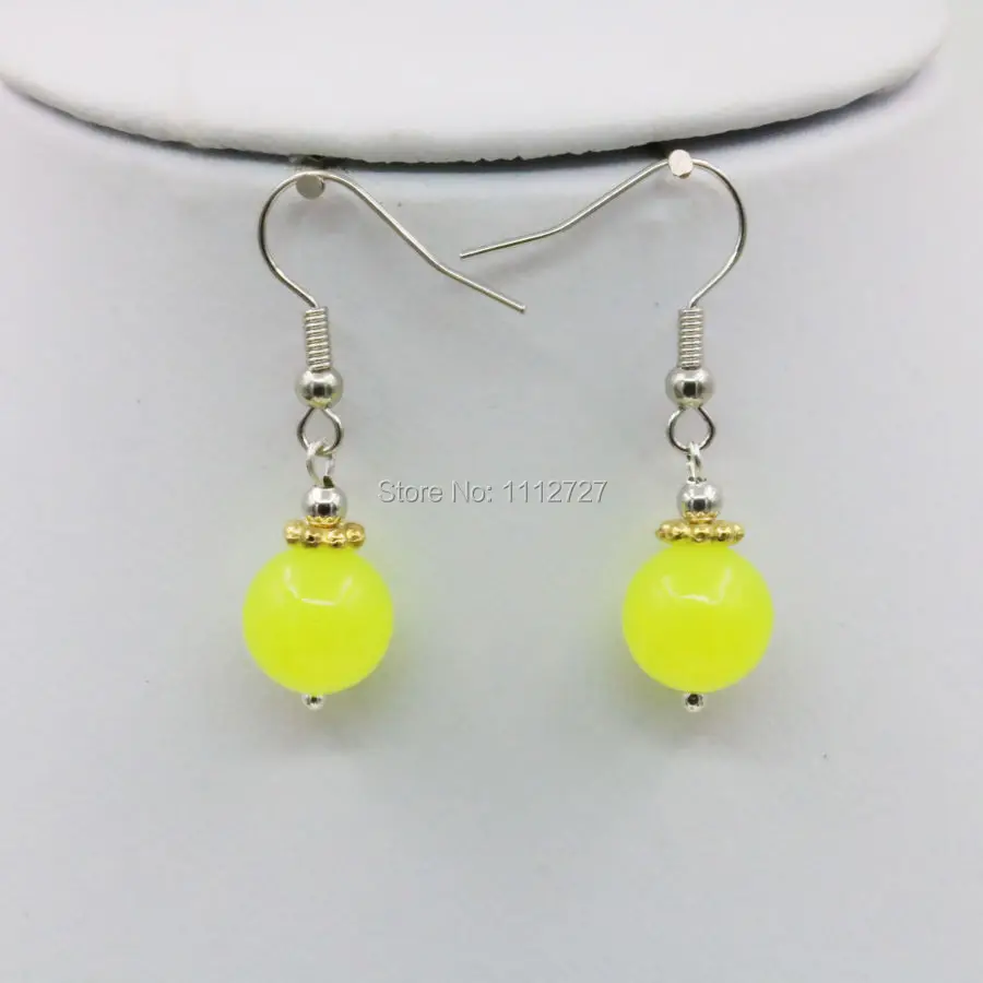 6 14 мм Ожерелье с башней серьги цепочки наборы ЛИМОННЫХ шариков из натурального