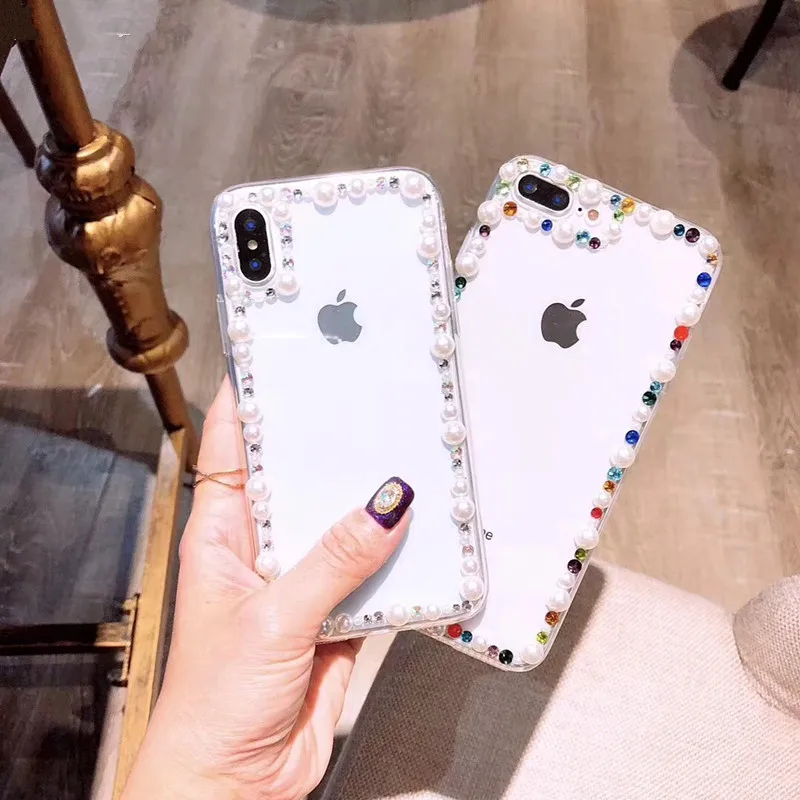 Мягкий чехол для телефона LaMaDiaa Samsung Galaxy S10 Plus S6 S7 edge S8 S9 Note 8 9 Crystal Heart Diamond pearl glitter |