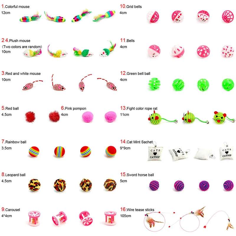 16 Pcs Soft Fleece False Mouse Cat Toys Colorful Feather Funny Mini Playing Mouse Toys Gift For Cats Kitten Balls Toys
