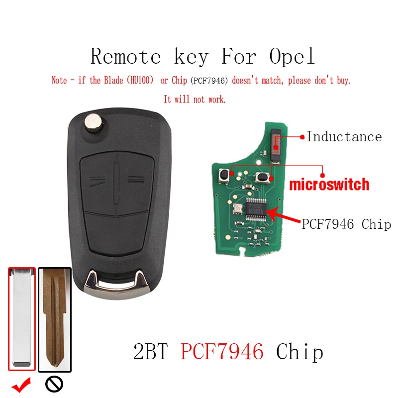 2 кнопки PCF7946 транспондер чип удаленный ключ для Vauxhall Opel Corsa D 2007 2008 2009 2010 2011 2012 HU100