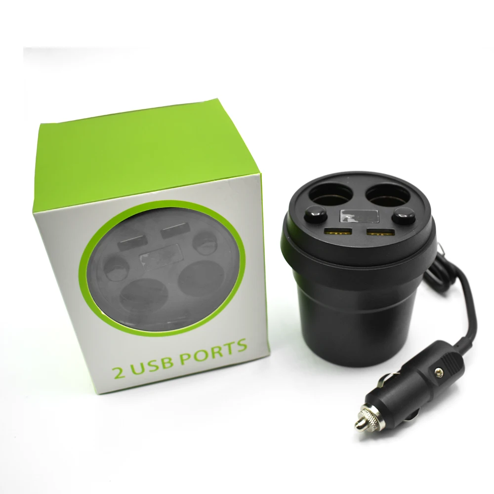 Cup Car Charger Multi-function Display Voltage 3.1A 2 USB charger DC12-24V Cigarette Lighter Splitter For GPS DVR Charge | Автомобили и