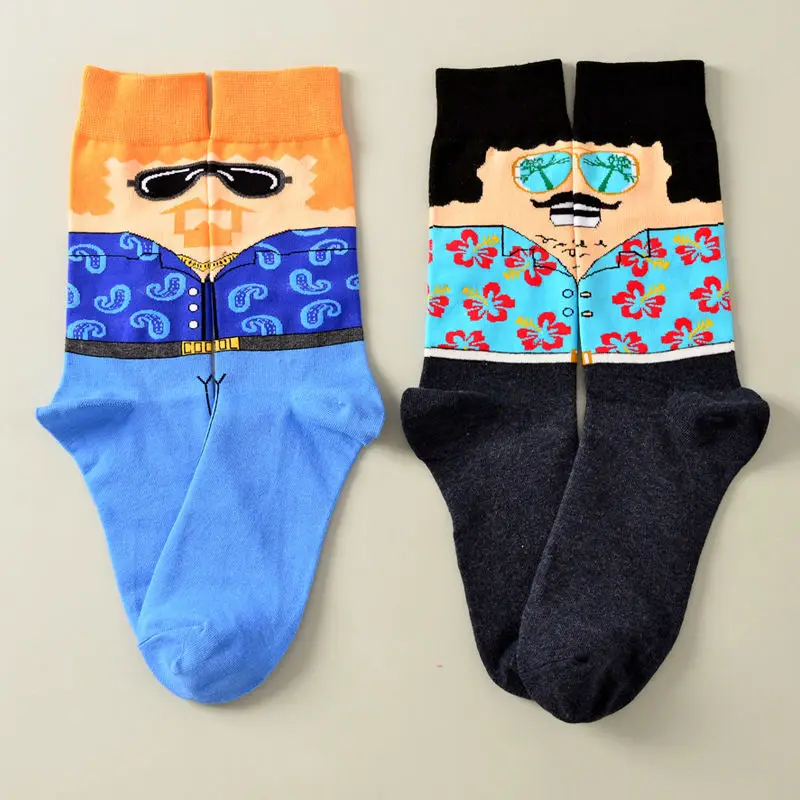 

Japanese Brand Funny Happy Men's 3D Cartoon Crew Socks Harajuku Men Classic Hawaii Style Cotton Sock Winter Casual Sokken