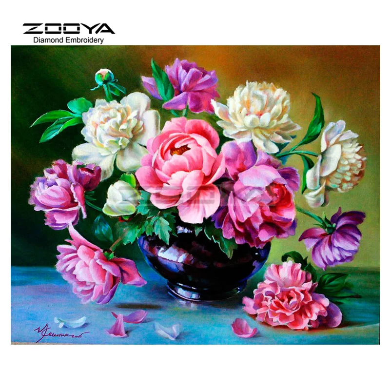 ZOOYA Алмазная вышивка 5D DIY алмазная живопись красивый цветок пиона крестиком