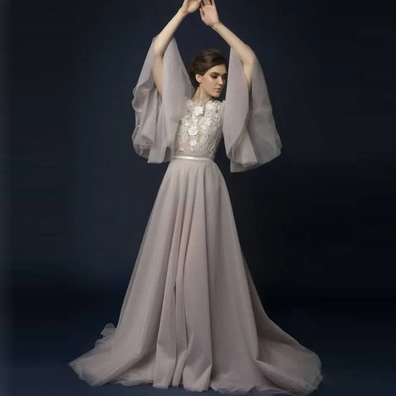 Элегантные фатиновые платья для выпускного вечера пыльно розового цвета с