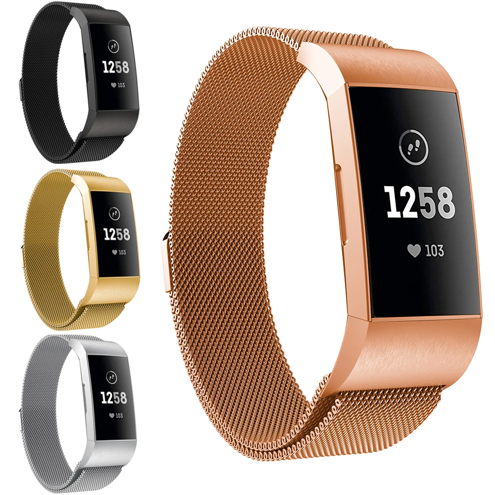 Для Fitbit Charge 3 сменный магнитный ремешок с петлей из нержавеющей стали